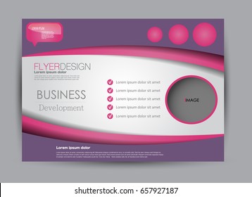 Flyer, brochure, billboard template design landscape orientation for education, presentation, website. Pink and purple color. Editable vector illustration