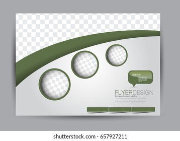 Flyer, brochure, billboard template design landscape orientation for education, presentation, website. Green and orange color. Editable vector illustration