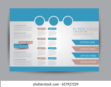 Flyer, brochure, billboard template design landscape orientation for education, presentation, website. Blue color. Editable vector illustration
