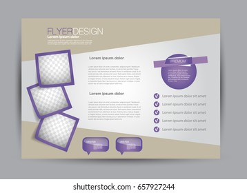 Flyer, brochure, billboard template design landscape orientation for education, presentation, website. Purple color. Editable vector illustration