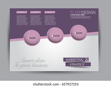 Flyer, brochure, billboard template design landscape orientation for education, presentation, website. Purple color. Editable vector illustration