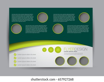 Flyer, brochure, billboard template design landscape orientation for education, presentation, website. Green and orange color. Editable vector illustration