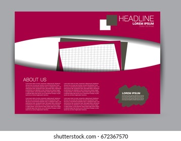 Flyer, brochure, billboard template design landscape orientation for education, presentation, website. Pink color. Editable vector illustration.