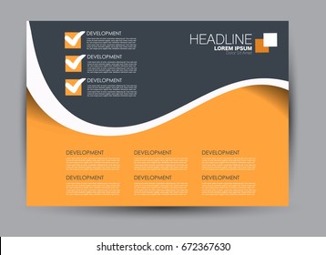Flyer, brochure, billboard template design landscape orientation for education, presentation, website. Orange and grey color. Editable vector illustration.