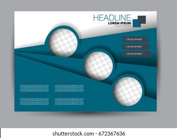 Flyer, brochure, billboard template design landscape orientation for education, presentation, website. Blue color. Editable vector illustration.