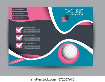 Flyer, brochure, billboard template design landscape orientation for education, presentation, website. Blue and pink color. Editable vector illustration.