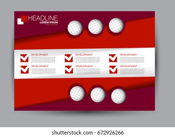 Flyer, brochure, billboard template design landscape orientation for education, presentation, website. Red color. Editable vector illustration.