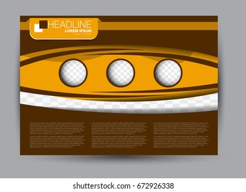 Flyer, brochure, billboard template design landscape orientation for education, presentation, website. Brown and orange color. Editable vector illustration.