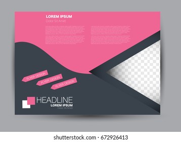 Flyer, brochure, billboard template design landscape orientation for education, presentation, website. Pink and grey color. Editable vector illustration.