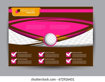 Flyer, brochure, billboard template design landscape orientation for education, presentation, website. Brown, pink, and orange color. Editable vector illustration.