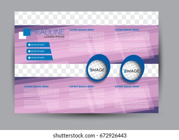 Flyer, brochure, billboard template design landscape orientation for education, presentation, website. Pink and blue color. Editable vector illustration.