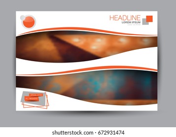 Flyer, brochure, billboard template design landscape orientation for education, presentation, website. Orange color. Editable vector illustration.