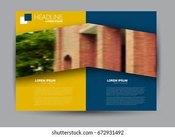 Flyer, brochure, billboard template design landscape orientation for education, presentation, website. Blue and yellow color. Editable vector illustration.