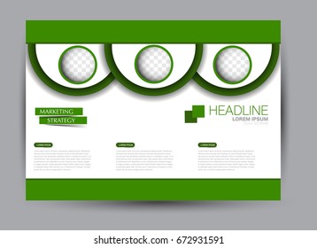 Flyer, brochure, billboard template design landscape orientation for education, presentation, website. Green color. Editable vector illustration.