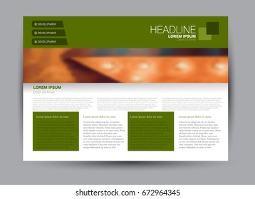 Flyer, brochure, billboard template design landscape orientation for education, presentation, website. Green color. Editable vector illustration.