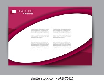 Flyer, brochure, billboard template design landscape orientation for education, presentation, website. Pink color. Editable vector illustration.