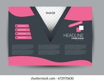 Flyer, brochure, billboard template design landscape orientation for education, presentation, website. Pink and grey color. Editable vector illustration.
