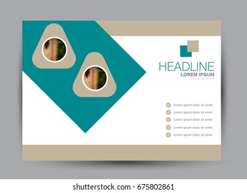 Flyer, brochure, billboard template design landscape orientation for education, presentation, website. Green color. Editable vector illustration