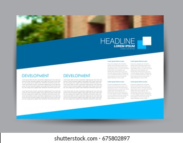 Flyer, brochure, billboard template design landscape orientation for education, presentation, website. Blue color. Editable vector illustration