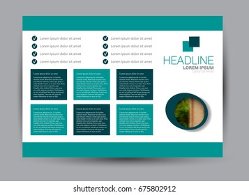 Flyer, brochure, billboard template design landscape orientation for education, presentation, website. Green color. Editable vector illustration