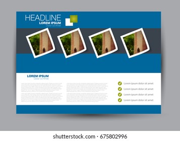 Flyer, brochure, billboard template design landscape orientation for education, presentation, website. Blue color. Editable vector illustration