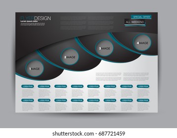 Flyer, brochure, billboard template design landscape orientation for education, presentation, website. Editable vector illustration. Blue and black color.