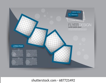 Flyer, brochure, billboard template design landscape orientation for education, presentation, website. Editable vector illustration. Blue color.