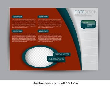 Flyer, brochure, billboard template design landscape orientation for education, presentation, website. Editable vector illustration. Green and red color.