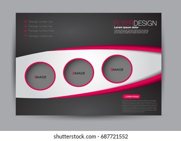 Flyer, brochure, billboard template design landscape orientation for education, presentation, website. Editable vector illustration. Pink and black color.