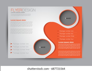 Flyer, brochure, billboard template design landscape orientation for education, presentation, website. Editable vector illustration. Orange color.