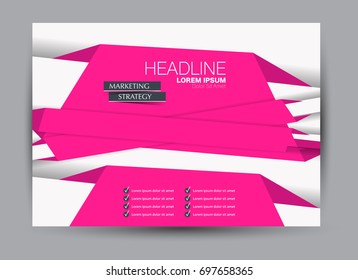 Flyer, brochure, billboard template design landscape orientation for education, presentation, website. Pink color. Editable vector illustration