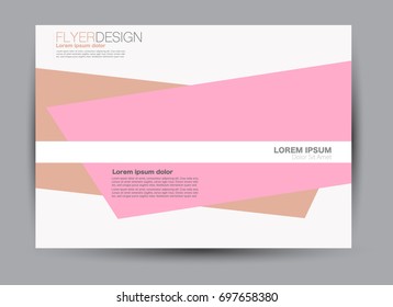 Flyer, brochure, billboard template design landscape orientation for education, presentation, website. Pink and brown color. Editable vector illustration