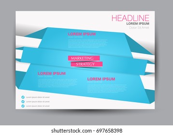 Flyer, brochure, billboard template design landscape orientation for education, presentation, website. Blue color. Editable vector illustration