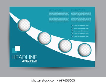 Flyer, brochure, billboard template design landscape orientation for education, presentation, website. Blue color. Editable vector illustration