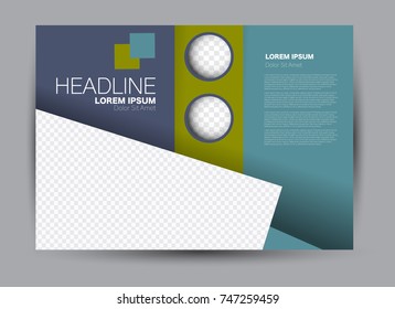 Flyer, brochure, billboard template design landscape orientation for education, presentation, website. Green and blue color. Editable vector illustration