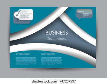 Flyer, brochure, billboard template design landscape orientation for education, presentation, website. Blue color. Editable vector illustration