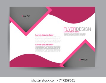 Flyer, brochure, billboard template design landscape orientation for education, presentation, website. Pink color. Editable vector illustration