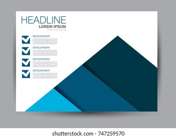 Flyer, brochure, billboard template design landscape orientation for education, presentation, website. Blue color. Editable vector illustration