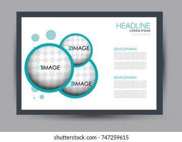 Flyer, brochure, billboard template design landscape orientation for education, presentation, website. Blue color. Editable vector illustration