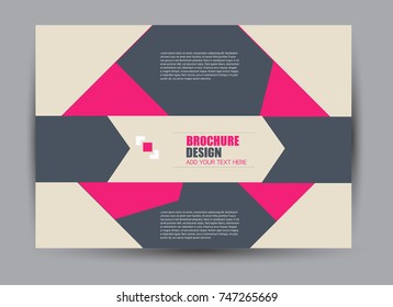 Flyer, brochure, billboard template design landscape orientation for education, presentation, website.  Pink and grey color. Editable vector illustration
