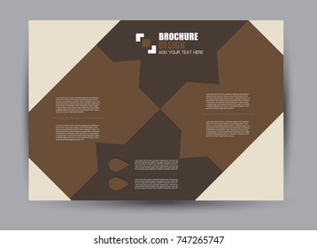 Flyer, brochure, billboard template design landscape orientation for education, presentation, website.  Brown color. Editable vector illustration