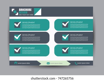 Flyer, brochure, billboard template design landscape orientation for education, presentation, website. Green color. Editable vector illustration