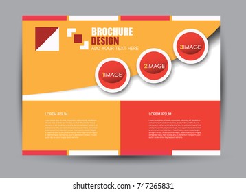 Flyer, brochure, billboard template design landscape orientation for education, presentation, website.  Orange and red color. Editable vector illustration