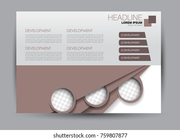 Flyer, brochure, billboard template design landscape orientation for education, presentation, website.  Brown color. Editable vector illustration.