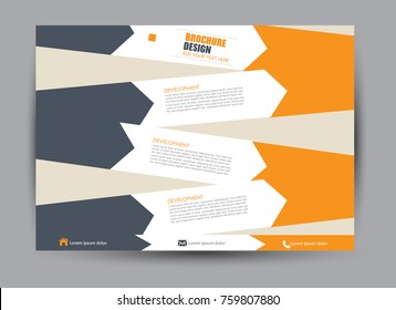 Flyer, brochure, billboard template design landscape orientation for education, presentation, website.  Orange and grey color. Editable vector illustration.