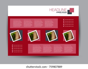 Flyer, brochure, billboard template design landscape orientation for education, presentation, website.  Red color. Editable vector illustration.