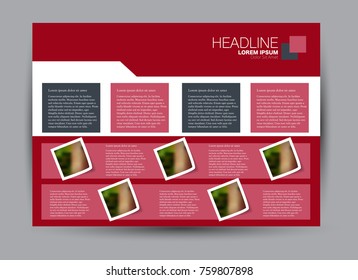 Flyer, brochure, billboard template design landscape orientation for education, presentation, website.  Red color. Editable vector illustration.