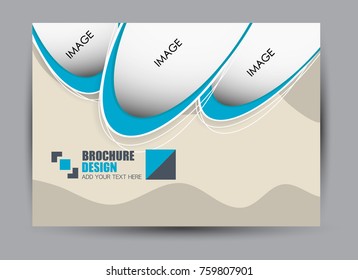 Flyer, brochure, billboard template design landscape orientation for education, presentation, website.  Blue color. Editable vector illustration.
