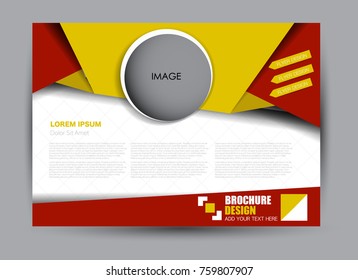 Flyer, brochure, billboard template design landscape orientation for education, presentation, website.  Red and yellow color. Editable vector illustration.