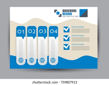 Flyer, brochure, billboard template design landscape orientation for education, presentation, website.  Blue color. Editable vector illustration.